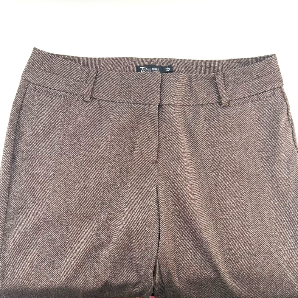 New York & Company 7th Avenue Suiting Brown Herringbone Dress Pants Size 16 Avg
